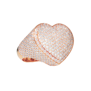 Anillo de Corazón con Diamantes Moissanite Estilo Hip Hop para Mujer, Precio de Fábrica al por Mayor, Oro de 14k, Anillo con Incrustaciones de Diamantes, Perfecto para Regalo de San Valentín - Product Image 4