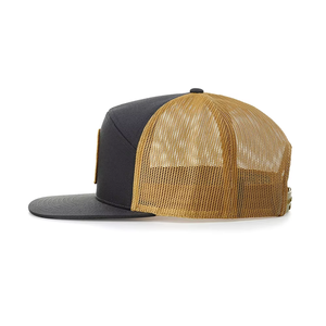 Wholesale Custom Men Low MOQ High Quality Embroidered <b>Patch</b> Logo 7 Panel Plain Cotton Flat Brim Snapback Gorras Trucker Caps Hat - Product Image 5