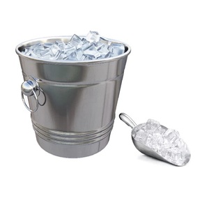 Luxury Iron Galvanized <b>Bar</b> Stainless Steel Round Ice Bucket with Tongs Rust Resistant Minimalist Design Party Beverage Cooler - Product Image 3