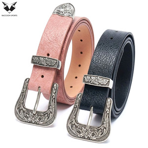 Ceinture en cuir PU rose et noir de style occidental avec boucle argentée pour femme – Dernière tendance en accessoires de mode - Product Image 4