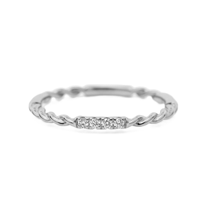 แหวนเพชรทรงกลมเจียระไนแบบมินิมอล ดีไซน์เกลียวเชือก ทองคำแท้ 10K 14K สามารถสวมซ้อนกันได้ เหมาะสำหรับเป็นแหวนหมั้นหรือแหวนแต่งงาน - Product Image 3