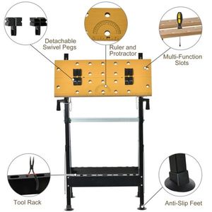 Banco da Lavoro per Falegnameria con Goniometro, Nuovi Cavalletti in Acciaio per Officina e Magazzino, Banchi per Lavorazione del Legno - Product Image 5