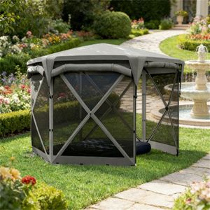 Tenda Parasole Pop-Up Grigio Scuro, Design Pratico e Conveniente per Carport - Product Image 1