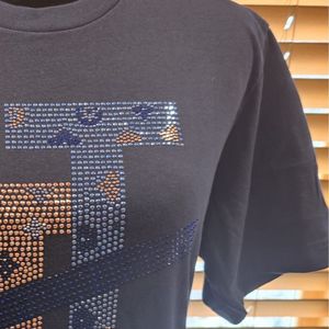 <b>Women</b> <b>Black</b> Rhinestone Graphic T <b>Shirt</b> Short Sleeve Crew Neck Crystal Embellished Casual Fashion Tee Custom Wholesale Apparel - Product Image 6