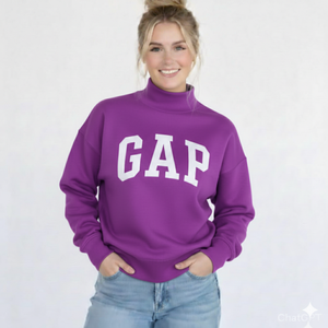 Sudadera de cuello alto con logo frontal, de forro polar grueso, ecológica, de manga larga, estilo oversize, para mujer, venta al por mayor, ropa de calle de invierno - Product Image 2