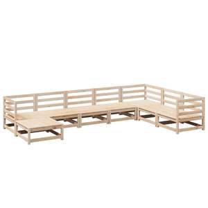 Grand ensemble de canapés de jardin modulaires en bois de pin massif naturel, meubles d'extérieur durables - Product Image 2