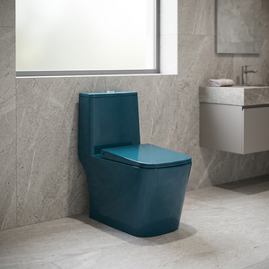 WC monobloc carré blanc moderne en céramique avec chasse d'eau siphonique double pour projets de salles de bain de luxe - Product Image 2
