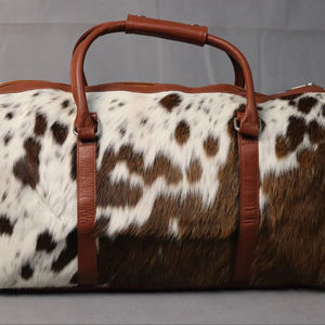 Bolsa de Viaje Grande de Cuero Genuino, Bolsa de Fin de Semana con Cierre, Hecha a Mano, de Piel de Vaca, Unisex, LHODB-0115 - Product Image 1