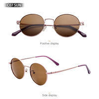Lunettes de soleil rondes rétro personnalisées pour hommes, lunettes solaires en métal, lunettes de soleil légères et tendance pour femmes