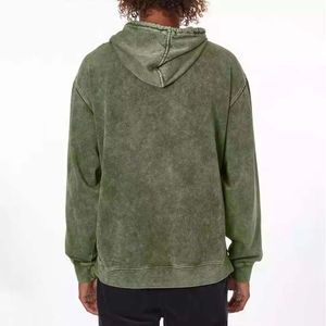 Sudadera con Capucha Verde Oversize para Hombre, Lavado Ácido, 100% Algodón French Terry, Estilo Casual Urbano, Diseño con Bolsillos, Ajuste Otoñal - Product Image 2