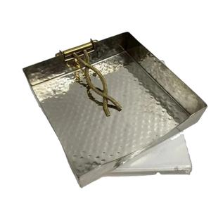 Soporte de pañuelos de diseño martillado, espejo de acero inoxidable pulido, perfecto para Decoración de mesa, accesorio de almacenamiento elegante para el hogar - Product Image 1