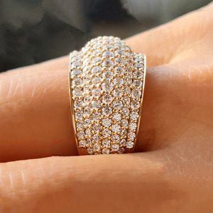 Moissanite Diamond Dome <b>Statement</b> <b>Ring</b> Chunky Multi Row Pave Set Men's Wedding Band 925 Sterling Silver Hip Hop Style Jewelry - Product Image 4