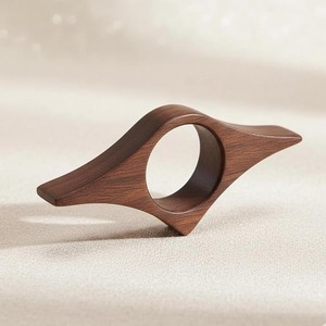 Custom Wooden Napkin <b>Ring</b> Hand Carved Wood Napkin Holder Polished Tabletop Decoration for Wedding Dining - Product Image 1