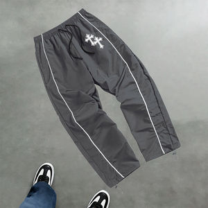 Pantalones deportivos con estampado cruzado para hombre, pantalones ligeros y transpirables con cordón, ropa informal para entrenamiento físico, estilo Retro - Product Image 2