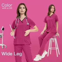 Tenues d'hôpital personnalisées, uniformes d'infirmière, de beauté, de salon dentaire, ensembles de blouses extensibles avec logo personnalisé, tissu polaire de haute qualité, unisexe