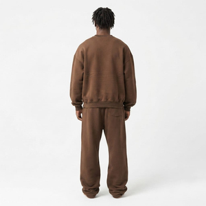 Men's <b>Oversized</b> Heavyweight Sweatsuit Two Piece Set Solid Color Tracksuit Custom Logo Printed Sweatshirt <b>Jogger</b> - Product Image 6