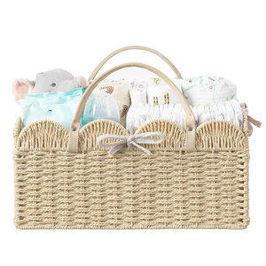Panier à couches en osier festonné fait main, organisateur de rangement pour chambre de bébé, tissé naturellement, vente en gros fabricant - Product Image 1