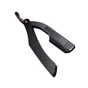 Rasoir droit noir mat professionnel pour barbier, outil de rasage à manche large, shavette au design personnalisé - Product Image 1