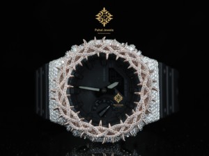 นาฬิกาข้อมือผู้ชาย Pahal Jewels รุ่นหรูหรา ทรงแปดเหลี่ยม ประดับเพชร หน้าปัดอนาล็อก-ดิจิตอล ตัวเรือนสแตนเลสสตีล ขนาด 43 มม. พร้อมตัวล็อคแบบ Deployment Clasp - Product Image 1