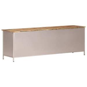 Meuble TV en bois de manguier brut avec accents en fer, élégant meuble TV - Product Image 4