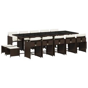 Conjunto de Comedor para Patio Grande de 14 Plazas, en Ratán Sintético Marrón - Product Image 2