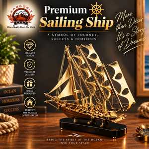Handcrafted Sailing Ship Wooden Model <b>Nautical</b> Decorative Sculpture For Home Office Tabletop Display Coastal <b>Decor</b> And Gift Coll - Product Image 1