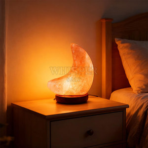 Lámpara de Sal del Himalaya Tallada de Estilo Moderno, Decoración de Mesa, Belleza Natural de Pakistán, Brillo Cálido - Product Image 2