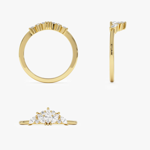 Bague en cluster de diamants marquise 0,30 CT, bague statement en diamant naturel, bague en or 14 carats d'inspiration vintage, diamant marquise délicat - Product Image 1