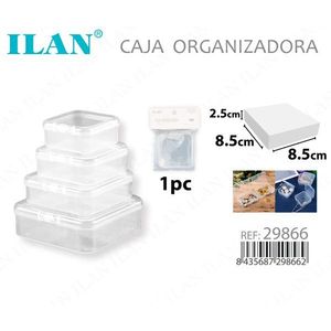 Ilan Organizer Box 2,5x8,5x8,5 cm Contenitore trasparente per riporre piccoli oggetti - Product Image 3