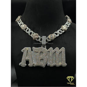 จี้เพชร VVS คุณภาพพรีเมียม ABM รุ่น Initial Pendant  ทำจากเพชรเลี้ยงในห้องปฏิบัติการ ตัวเรือนเงินแท้ 925 ประดับเพชรเต็มตัว ดีไซน์โดดเด่นสำหรับผู้ชาย โดย Trisha Jewels - Product Image 4