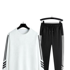 Men Solid Color Hooded Tracksuit Full Length Casual Autumn Breathable Polyester Cotton <b>Pants</b> Set With Side Pockets - Product Image 5