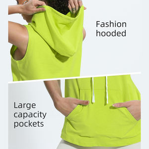 Camiseta sin Mangas con Capucha para Mujer, Impresión de Logotipo Personalizada, el Mejor Diseño, 100% Algodón, Ligera, Precio Económico, Múltiples Colores - Product Image 3