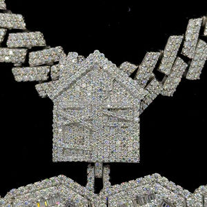 Luxury Hip Hop Hot Sale Lucky Number Custom Pass Baguette Cut Diamond Iced Out <b>Pendant</b> <b>For</b> <b>Men</b> Large <b>Silver</b> Jewelry <b>Pendant</b> - Product Image 4