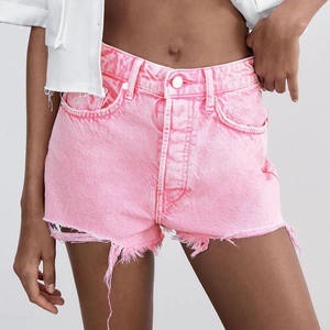 Ladies Washed Denim Shorts High Waist Casual Fashion Summer Clothing Women Casual Frayed Hem Denim Shorts Lightweight Summer - Product Image 1