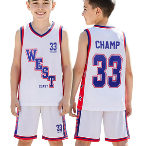 Ensemble de maillot de basket sans manches, débardeur et short personnalisés par sublimation pour garçon, vêtements de sport sublimés OEM, uniforme pour enfants et jeunes - Product Image 1