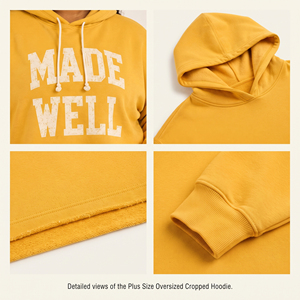 Women Winter Wear Cropped Hoodie Winter Wear Hooded Crop Top Custom Printed Hooded Sweatshirt Pullover Cotton Fleece Crop Hoodie - Product Image 6