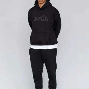 Sweat à capuche personnalisé en coton mélangé pour homme, avec strass, lourd et respirant - Product Image 4