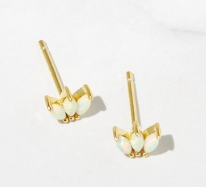18K Gold 925 Silver 6x3mm Natural Ethiopian <b>Opal</b> Stone <b>Stud</b> <b>Earrings</b> Prong Setting Minimalist Tiny Dainty Fine Jewelry for Women - Product Image 2