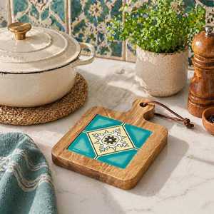 Sous-verres rectangulaires en bois, artisanaux, de style indien traditionnel et méditerranéen, résistants à la chaleur, pour la décoration de table, par UO INDIA CRAFT - Product Image 4