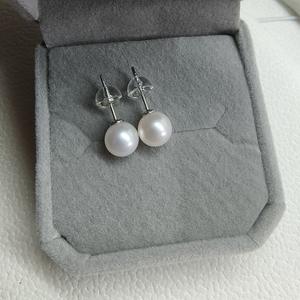 Boucles d'oreilles en argent S925 avec perle d'eau douce de bonne qualité, simples et élégantes, perle ronde élégante, boucles d'oreilles simples et élégantes avec perle ronde - Product Image 3