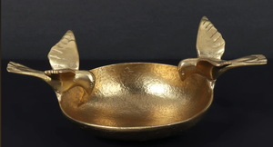 Bol Urli traditionnel en laiton avec motif floral et oiseaux, artisanal, décoratif ethnique, pour fleurs flottantes, bougies, décoration de table vintage - Product Image 5