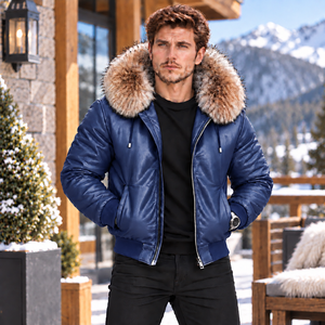 Chaqueta de cuero para hombre con capucha de piel de zorro |   Chaqueta de Cuero para Hombre |   Chaqueta de Cuero para Hombre |   Chaqueta de Cuero para Hombre |   Chaqueta de cuero para hombre - Product Image 1