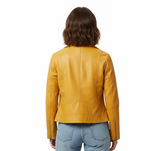 Women PU Leather Jacket OEM Wholesale Custom Made Breathable Quick-Dry Winter Stylish Fashion Outerwear Casual Wear Cotton - Product Image 4