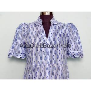 Vestido Midi de Mujer Ecológico 100% Algodón con Estampado Floral, Cuello en V, Mangas Cortas, Bolsillos, Decoración de Botones, Casual de Oficina - Product Image 2