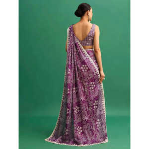 Sari brodé pour soirée avec travail de paillettes pour robes de bal - Product Image 1