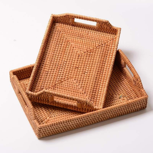 KV NATURAL HOME KVRB Panier de rangement en rotin naturel tissé à la main, écologique, multifonctionnel, design rectangulaire simple, pour la maison et le bureau - Product Image 2
