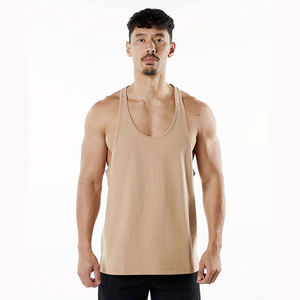 Men's <b>Racer</b>-Back Training Tank <b>Top</b> Stringer Vests Sleeveless Eco-Friendly Breathable 100% Cotton Active Sports Gym Wear - Product Image 3