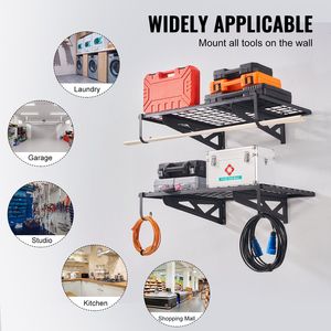 Set di 2 Scaffali da Garage Resistenti 3 x 2 Piedi, Montaggio a Parete, Capacità di Carico 500 Libbre, Scaffalature per Garage 3 x 2 Piedi - Product Image 6