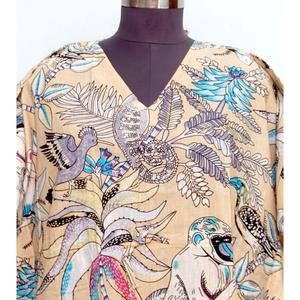 Caftán de algodón puro muy demandado para mujer, con estampado de mono, corte holgado, ropa informal de verano, ideal para la playa. - Product Image 3