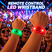 Bracelet LED interactif sans fil Sincen RGB clignotant en silicone pour concert, avec logo personnalisé et télécommande 433 MHz